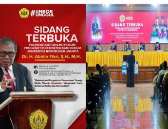 Foto Momen Abidin Fikri Wakil Ketua Komisi VIII DPR RI Saat Sidang Terbuka Program Doktor Hukum di Universitas Borobudur Jakarta