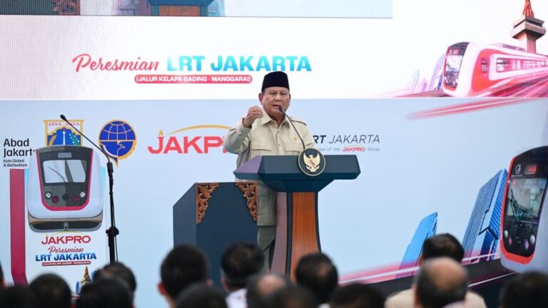 Presiden Prabowo Resmikan LRT Kelapa Gading–Manggarai, Perkuat Transportasi Terpadu Jakarta